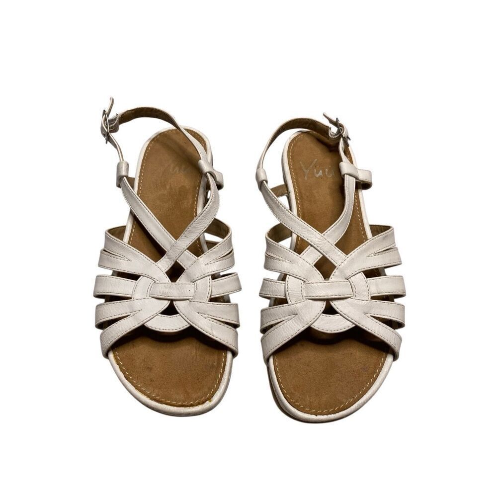 Yuu White Strappy Woven Sandals Womens Size 6.5 M Flat Casual Summer Shoes Beach